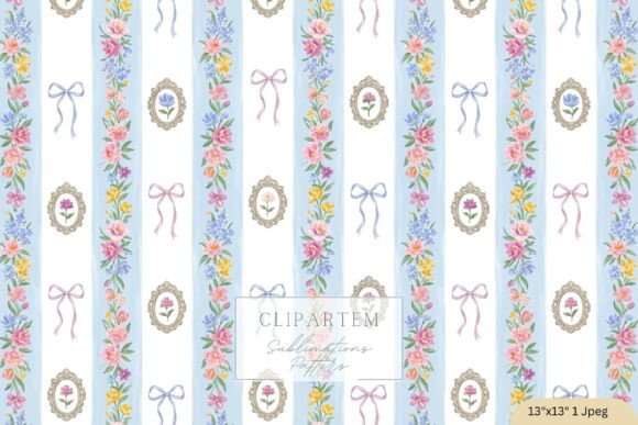 Coquette Floral Stripe Watercolor Frames: A Vintage Pattern for Modern Projects