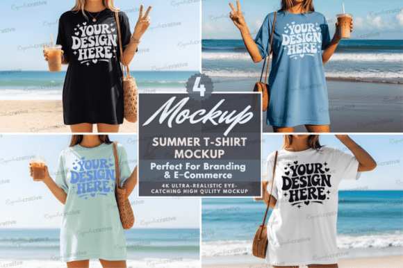 Elevate Your Brand: Summer T-Shirt Mockup for Beach Scenes
