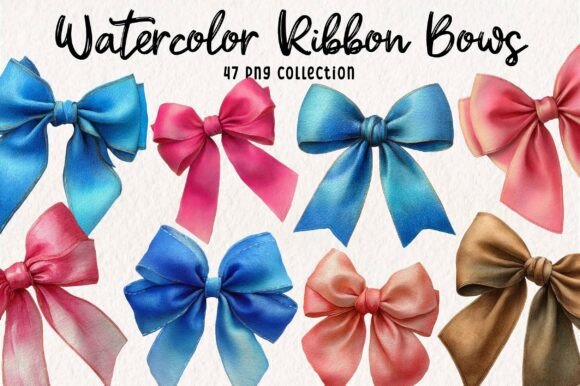 Elevate Your Projects with Watercolor Ribbon Bows Clipart PNG