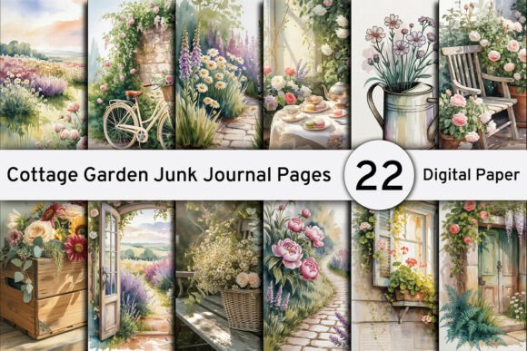 Enchanting Cottage Garden Junk Journal Backgrounds