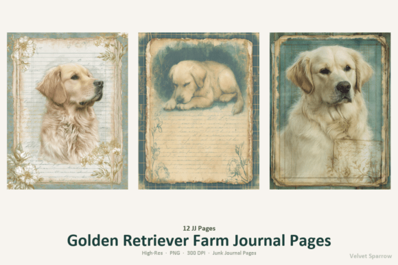 Golden Retriever Farm Journal Pages: Your Foundation for Authentic Junk Journals