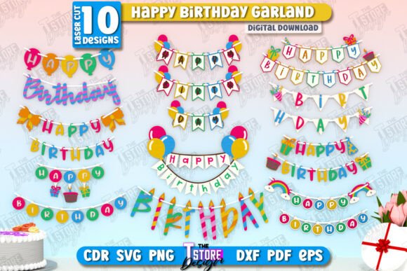 Happy Birthday Garland Laser Cut Bundle for Effortless Party Decor
