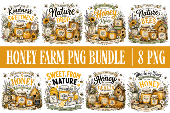 Honey Farm PNG Bundle: Bee Quotes & Rustic SVG Designs