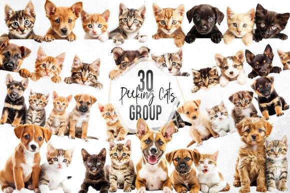 Peeking Into Playfulness: The Adorable Peeking Cats & Dogs Group