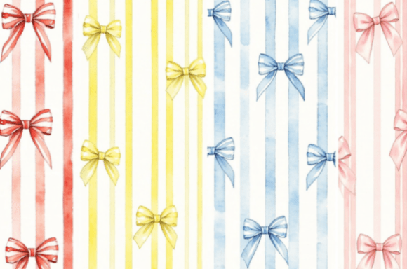 The Elegant Allure of Watercolor Ribbon Bow Seamless Pattern C