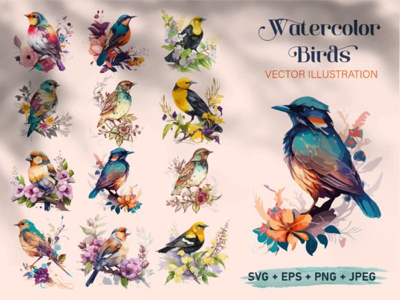 Watercolor Bird & Sparrow Painting Set for Creative Projects