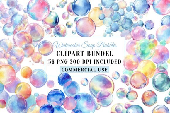 Watercolor Soap Bubbles Clipart for Playful Designs