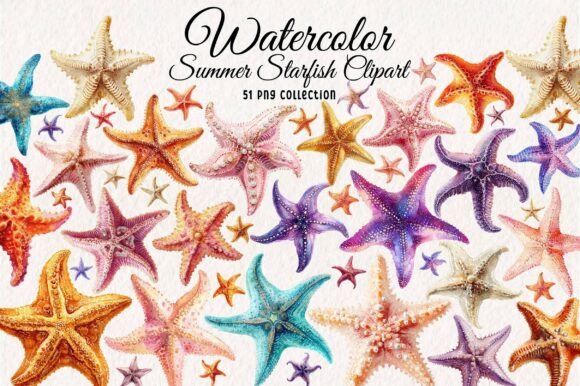 Watercolor Summer Starfish Clipart: A Coastal Creative Toolkit