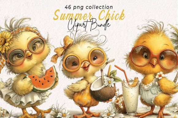 Whimsical Summer Chick Clipart: Adding Playful Character to Your Projects